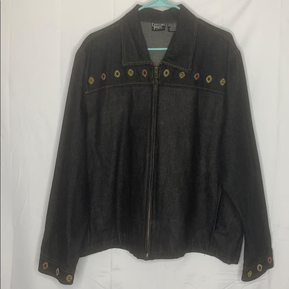 Crossing Point wool embroidered denim jacket